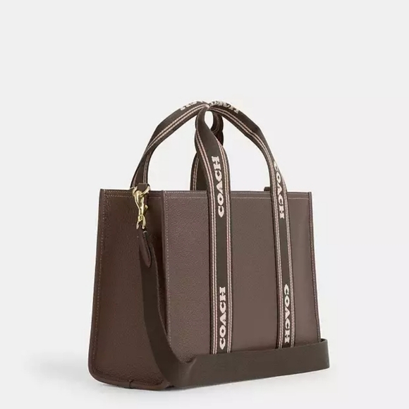 Coach Brown Leather Tote with Logo Straps - Picture 3 of 11